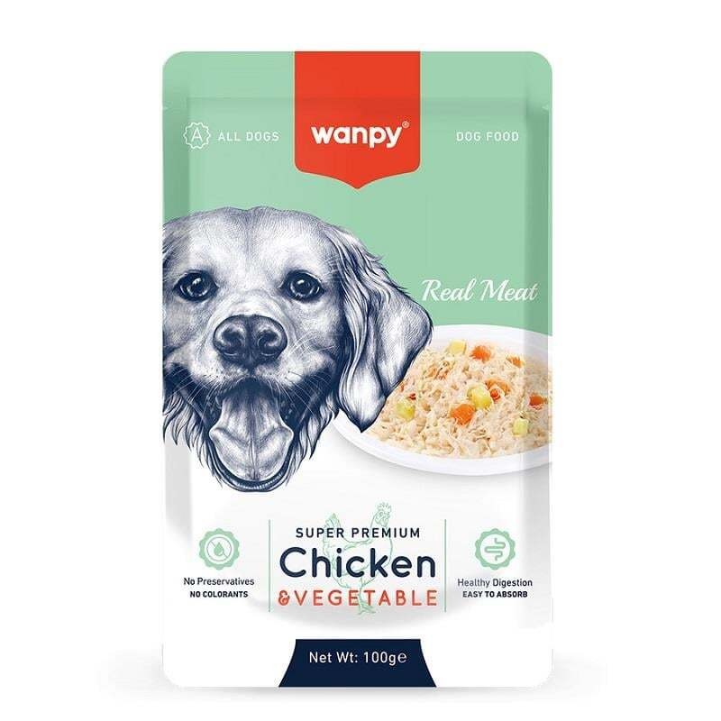 Wanpy Pouch Tavuk&Sebze Yaş Köpek Maması 100 gr