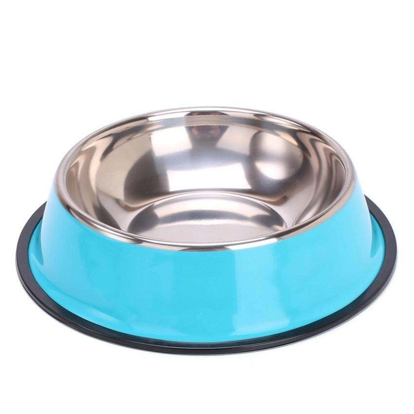 Renkli Baskılı Çelik Mama Kabı 16 CM Turkuvaz