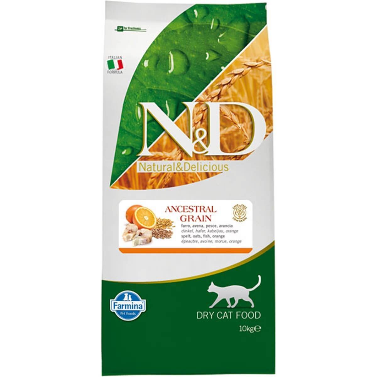 N&D Ocean Düşük Tahıllı Balıklı Portakallı Yetişkin Kedi Maması 10 Kg