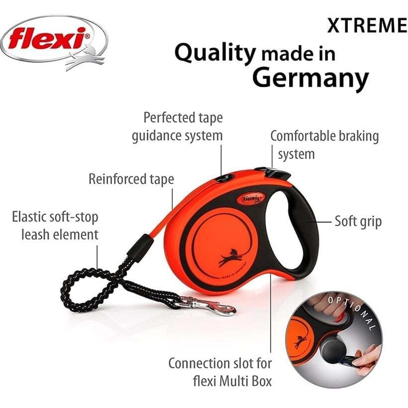 Flexi XTreme Otomatik Şerit Tasma Medium 5 mt Turuncu