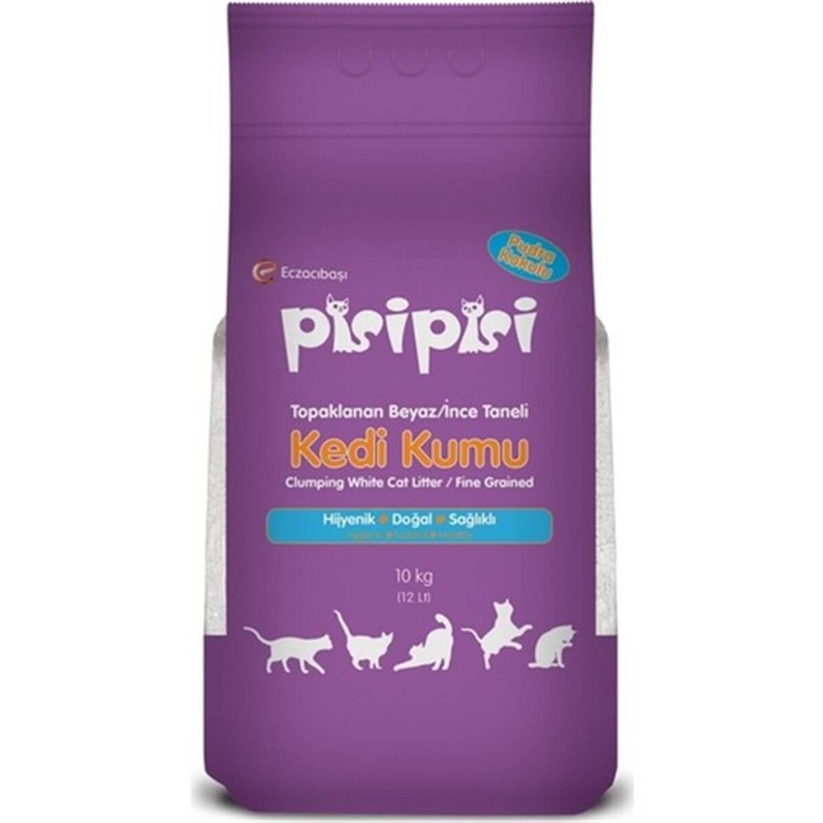 Pisipisi Pudra Kokulu Topaklanan Kalın Taneli Kedi Kumu 10 Kg