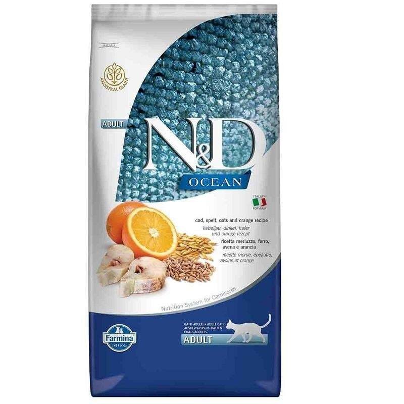N&D Ocean Düşük Tahıllı Balıklı Portakallı Yetişkin Kedi Maması 10 Kg