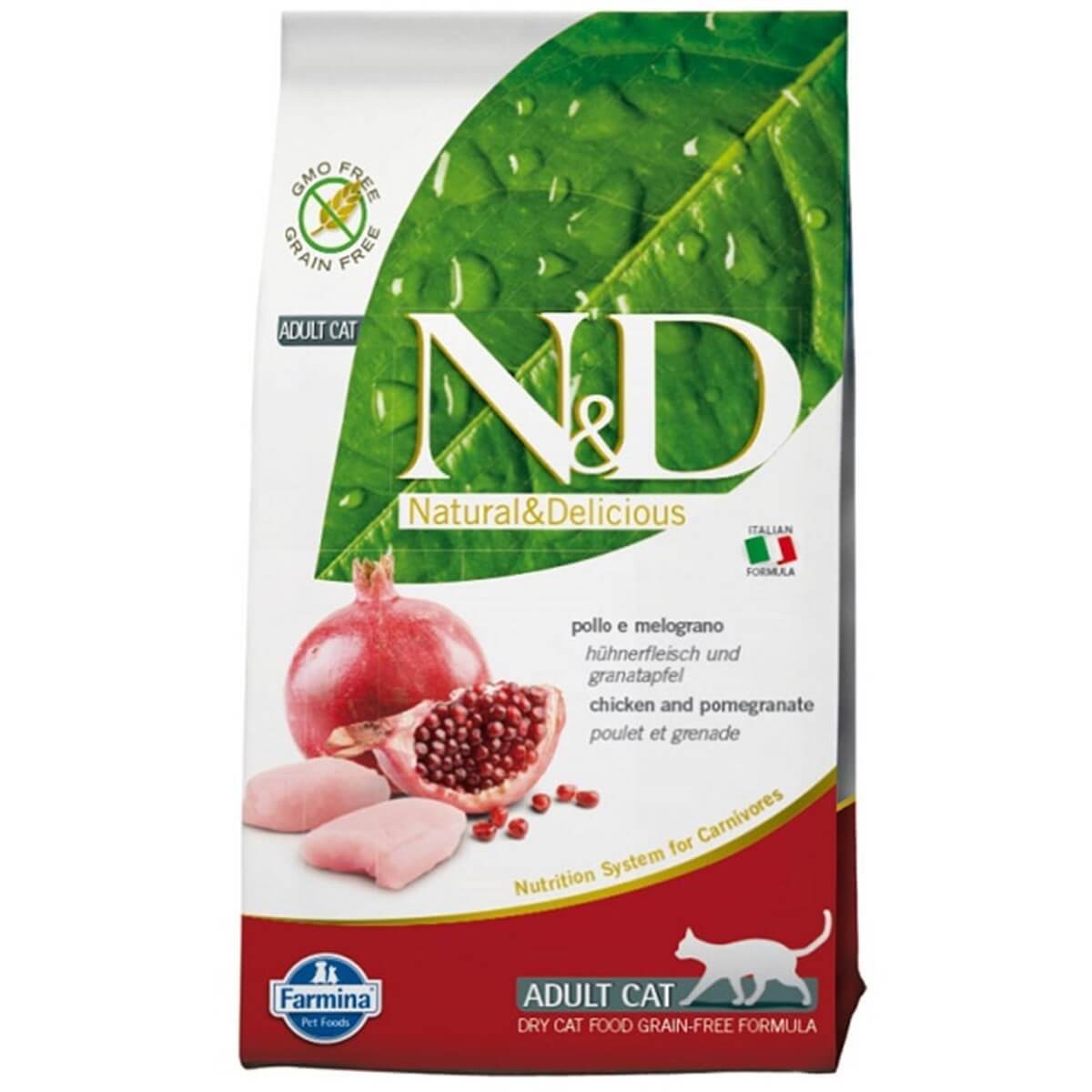 N&D Tahılsız Tavuk ve Narlı Kedi Maması 5 Kg