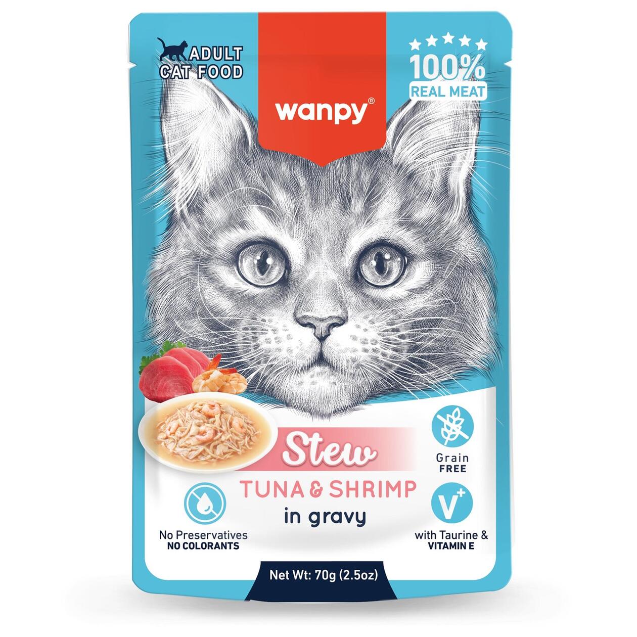 Wanpy Pouch Ton Balık&Karidesli Yaş Kedi Maması 70g