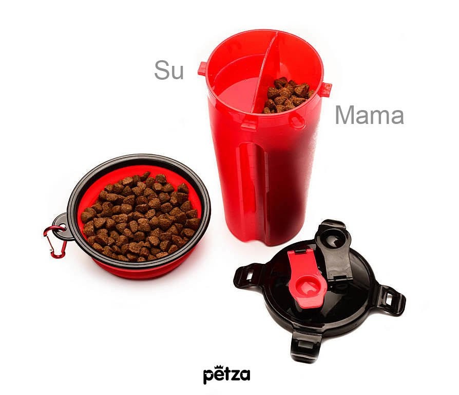 Köpek Mama & Su Taşıma Şişesi Seti  Mayu Kırmızı