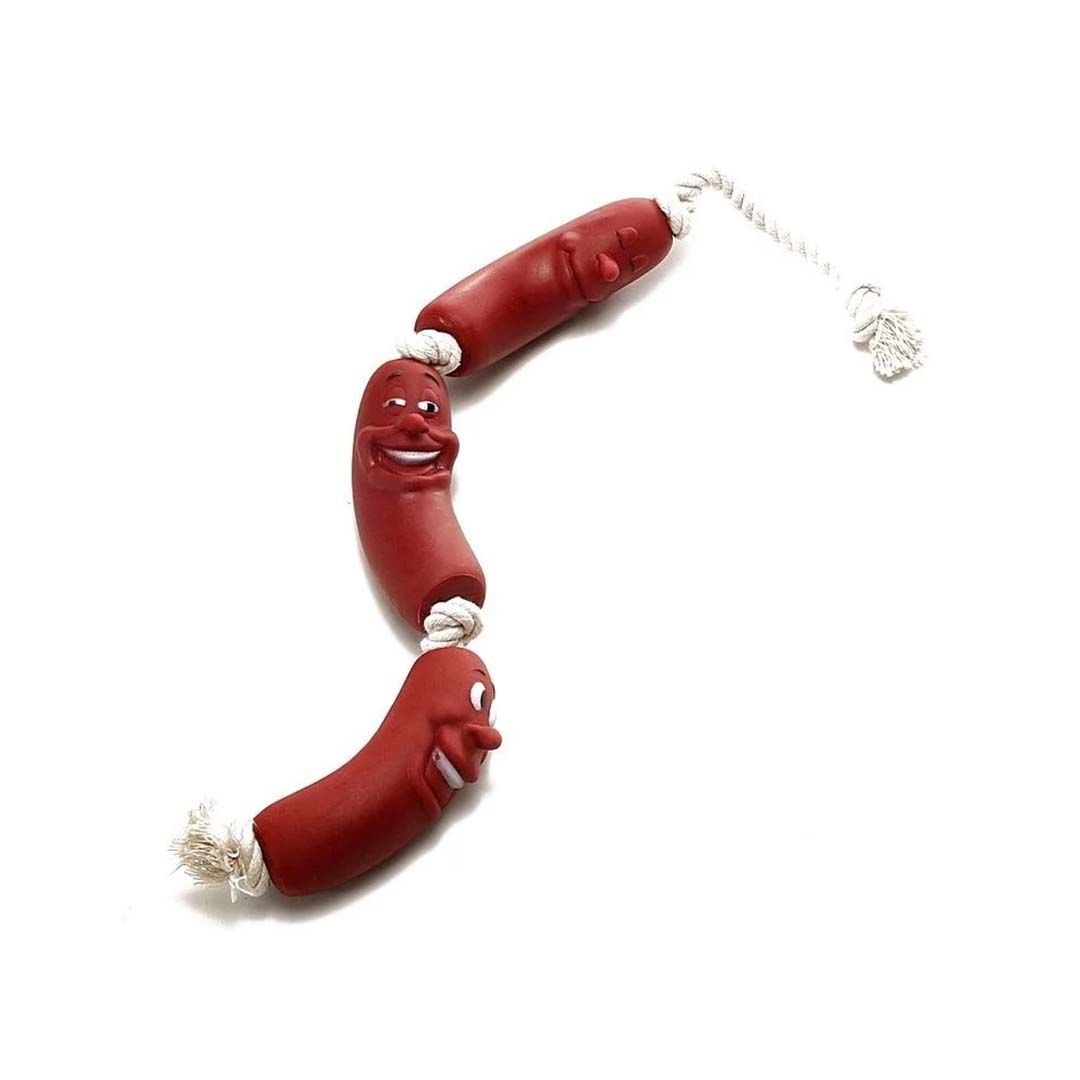 Üçlü Sosis Şeklinde Diş İpli Köpek Oyuncağı 25 Cm