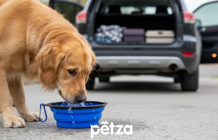 Katlanabilir Köpek Su Kabı Aguta Mavi - Petza