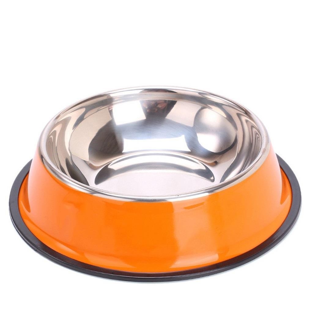 Renkli Baskılı Çelik Mama Kabı 22 CM Turuncu