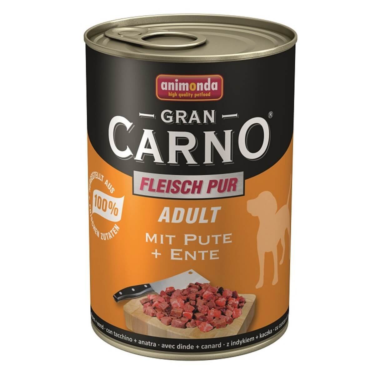 Animonda Gran Carno Hindi Eti ve Ördek Yürekli Köpek Konservesi 400 Gr