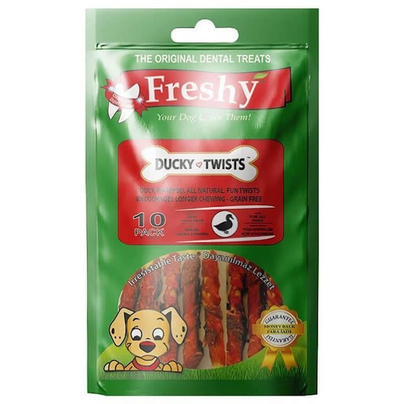 Freshy Ducky Twists Ördek Etli Burgu Çubuk Köpek Ödülü 90 gr 10 Adet
