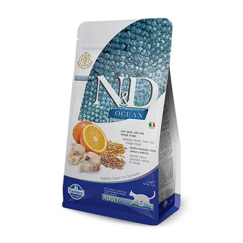 N&D Ocean Düşük Tahıllı Balıklı Portakallı Yetişkin Kedi Maması 5 kg
