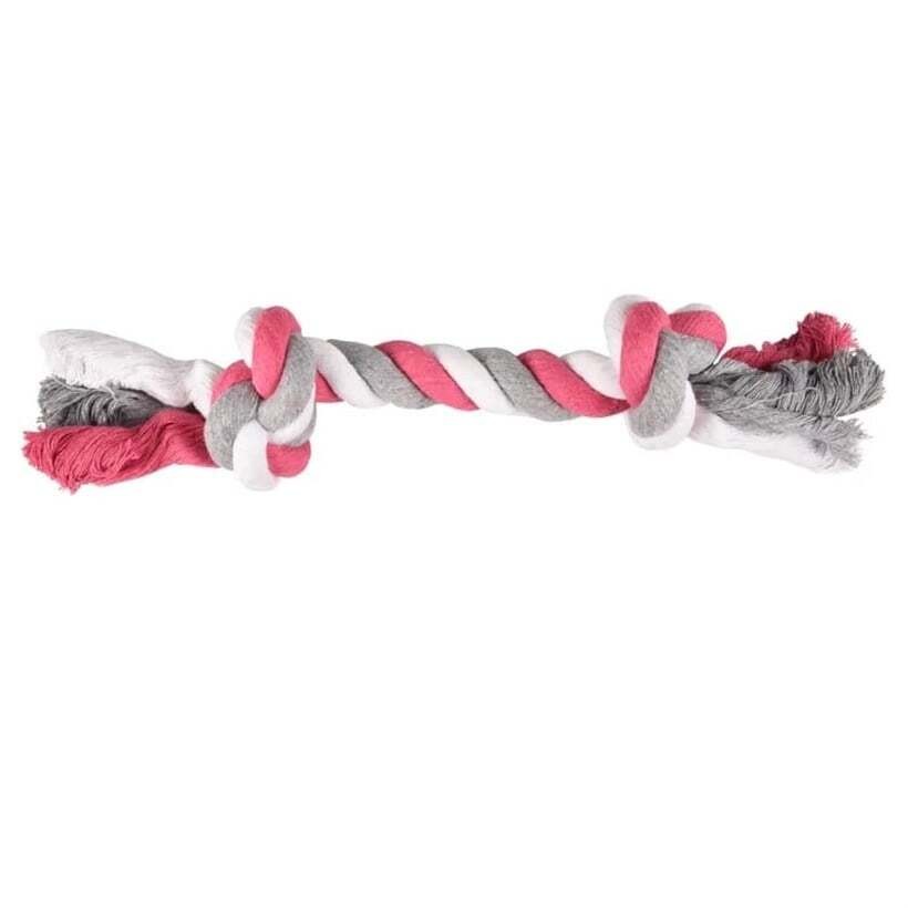 Flamingo 2 Dügümlü Diş İpi Köpek Oyuncağı Pembe+Gri XL 40 Cm