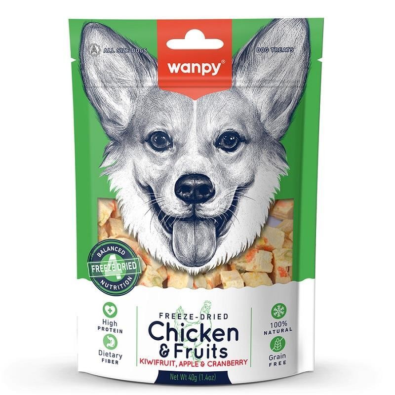 Wanpy Dondurularak Kurutulmuş Tavuk&Meyve Köpek Ödülü 40g
