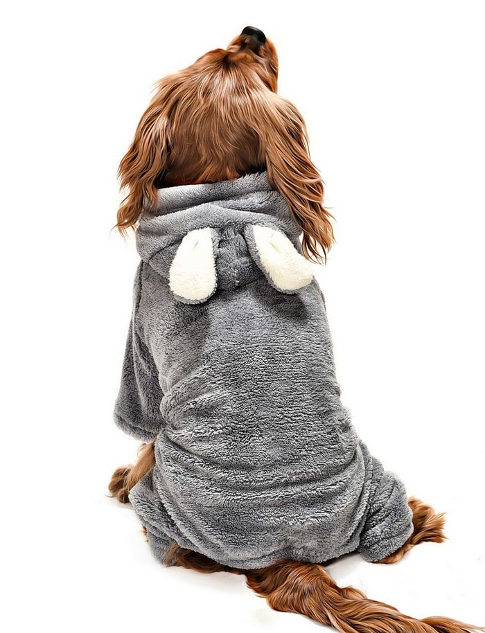 Küçük ve Orta Irk Köpek Pijama Polar Tulum - Yumbo Gri - Köpek Kıyafeti