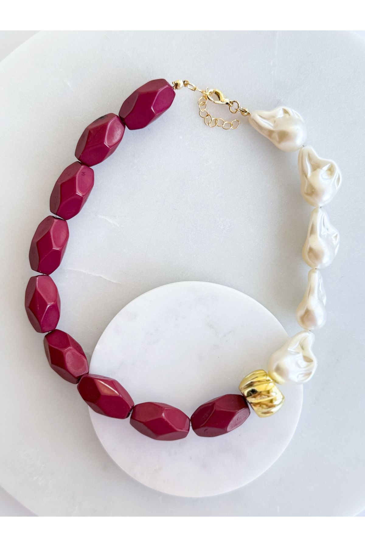 BORDO-İNCİ BONCUK KOLYE