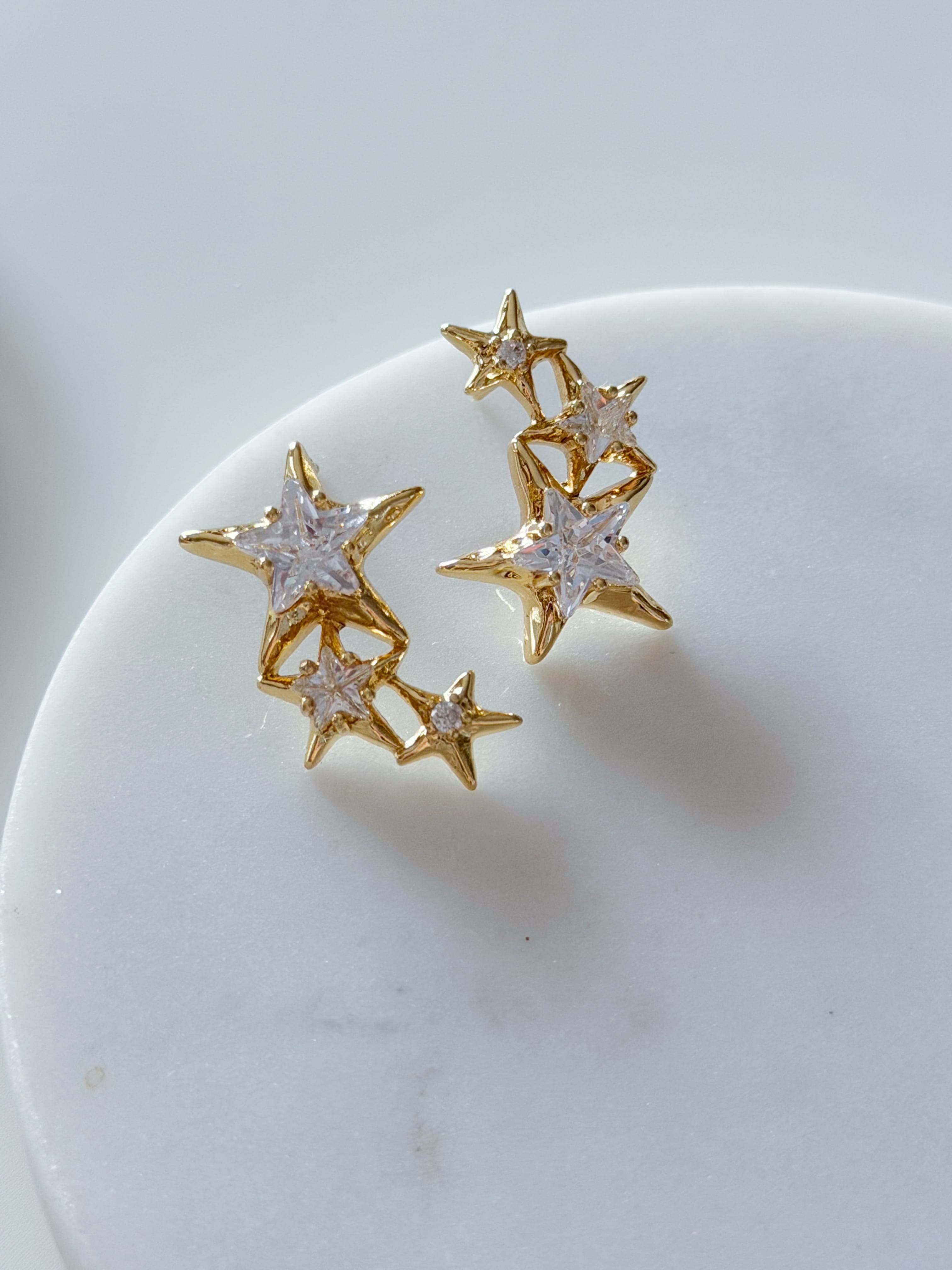 TAŞLI YILDIZ KÜPE - GOLD