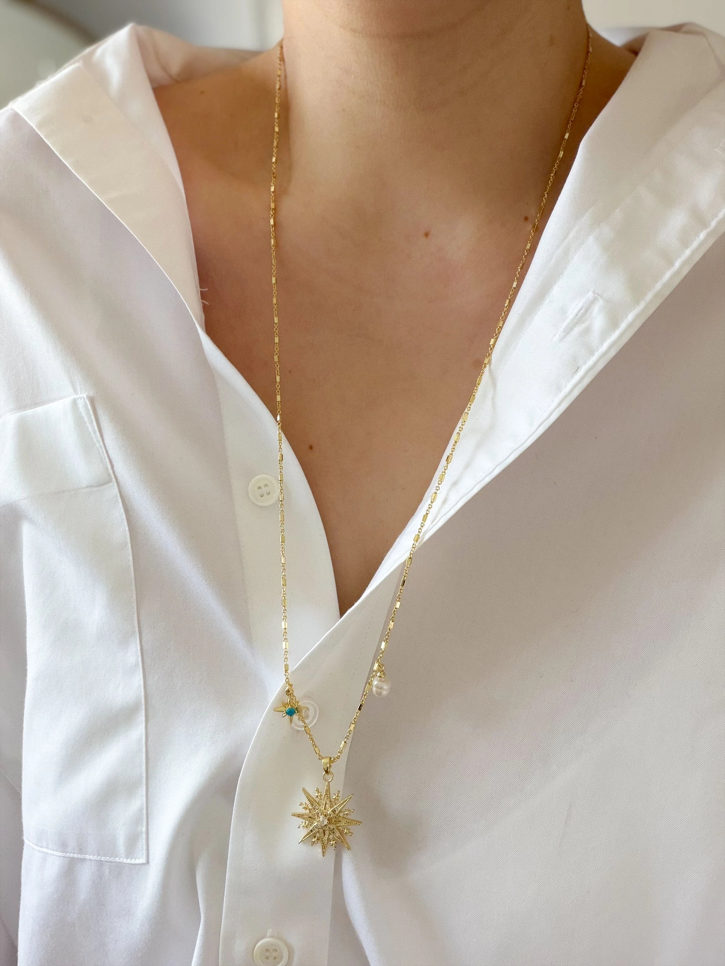 ÖZEL SERİ KUTUP YILDIZI CHARM KOLYE(70 CM) 