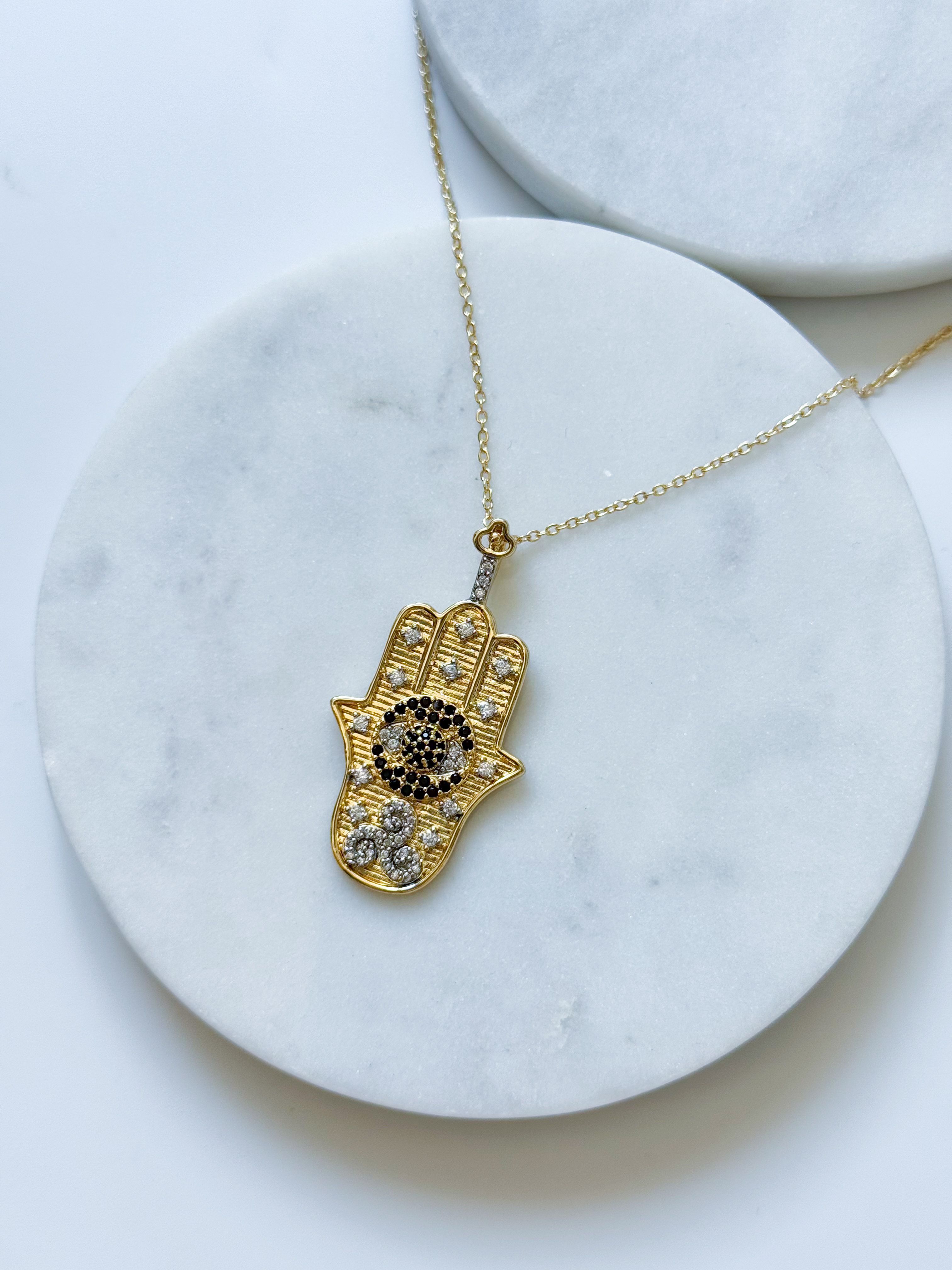 TAŞLI HAMSA KOLYE