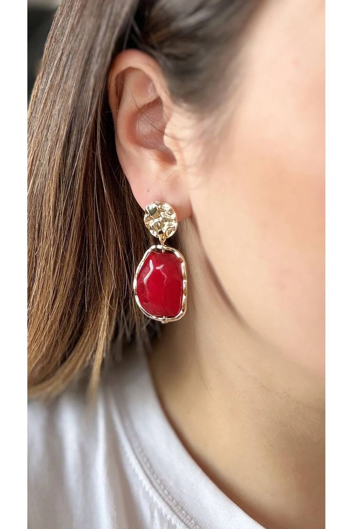 ÇELİK KOYU KIRMIZI KÜPE