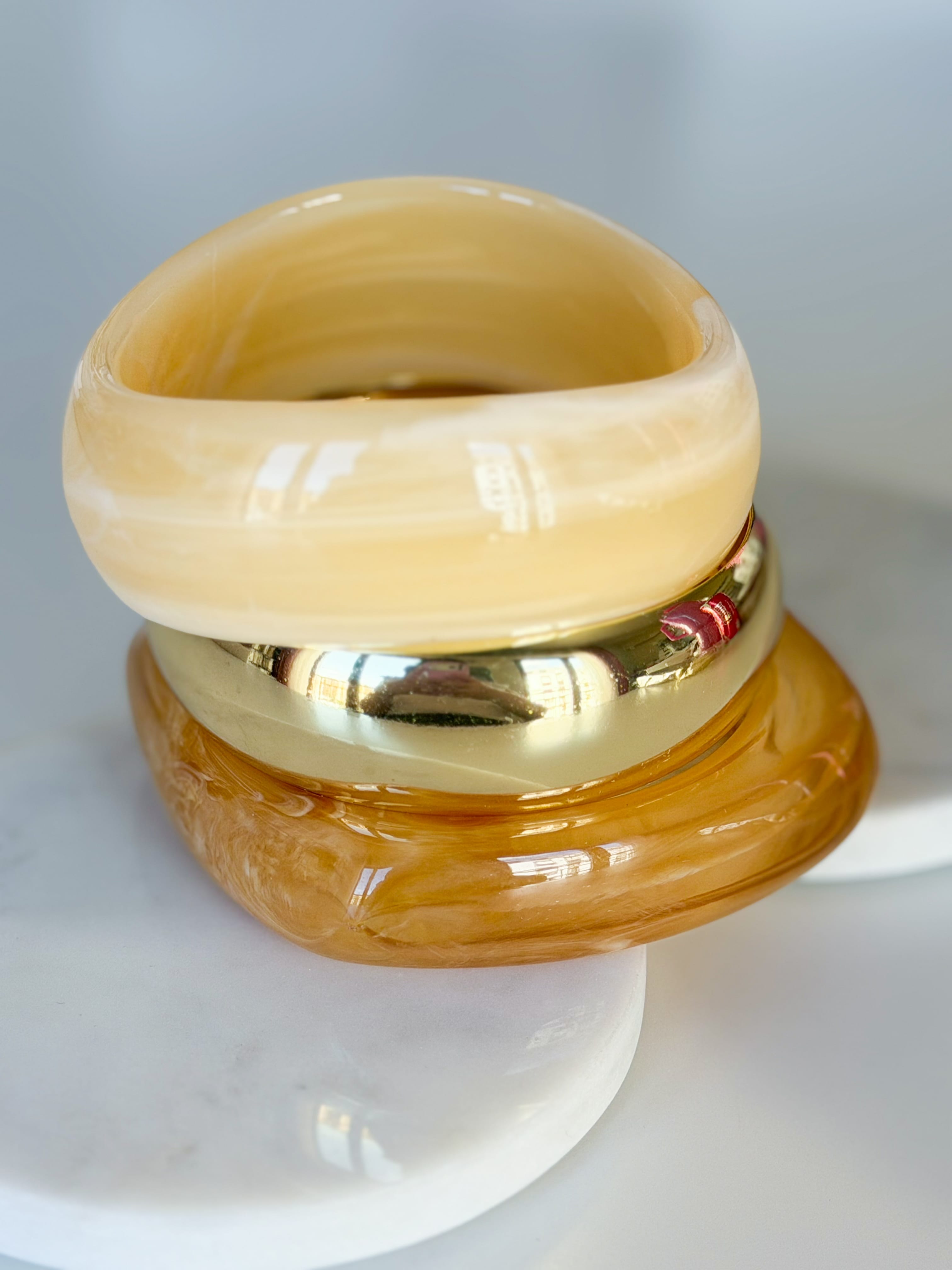 3LÜ KEMİK-GOLD BİLEZİK SET - bej