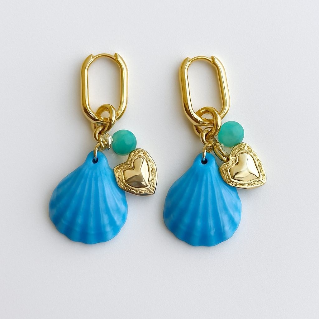 CAM MİDYE CHARM KÜPE - mavi̇