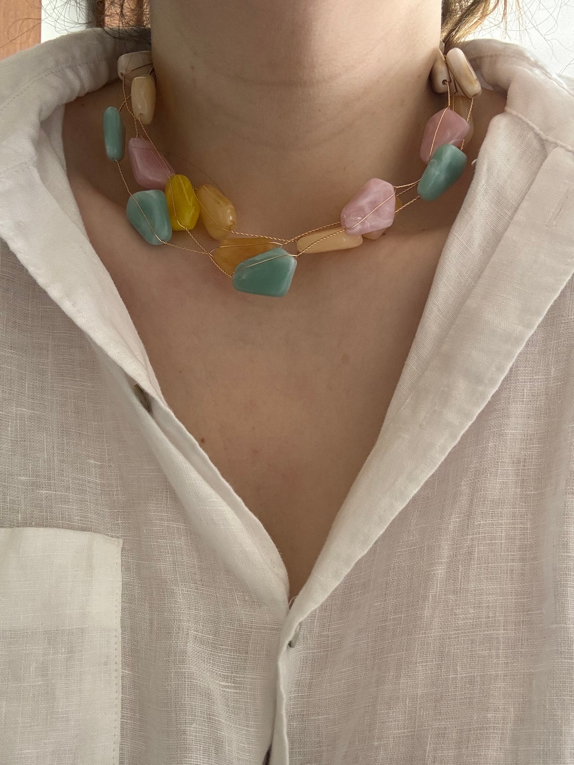 RENKLİ TEL CHOKER KOLYE