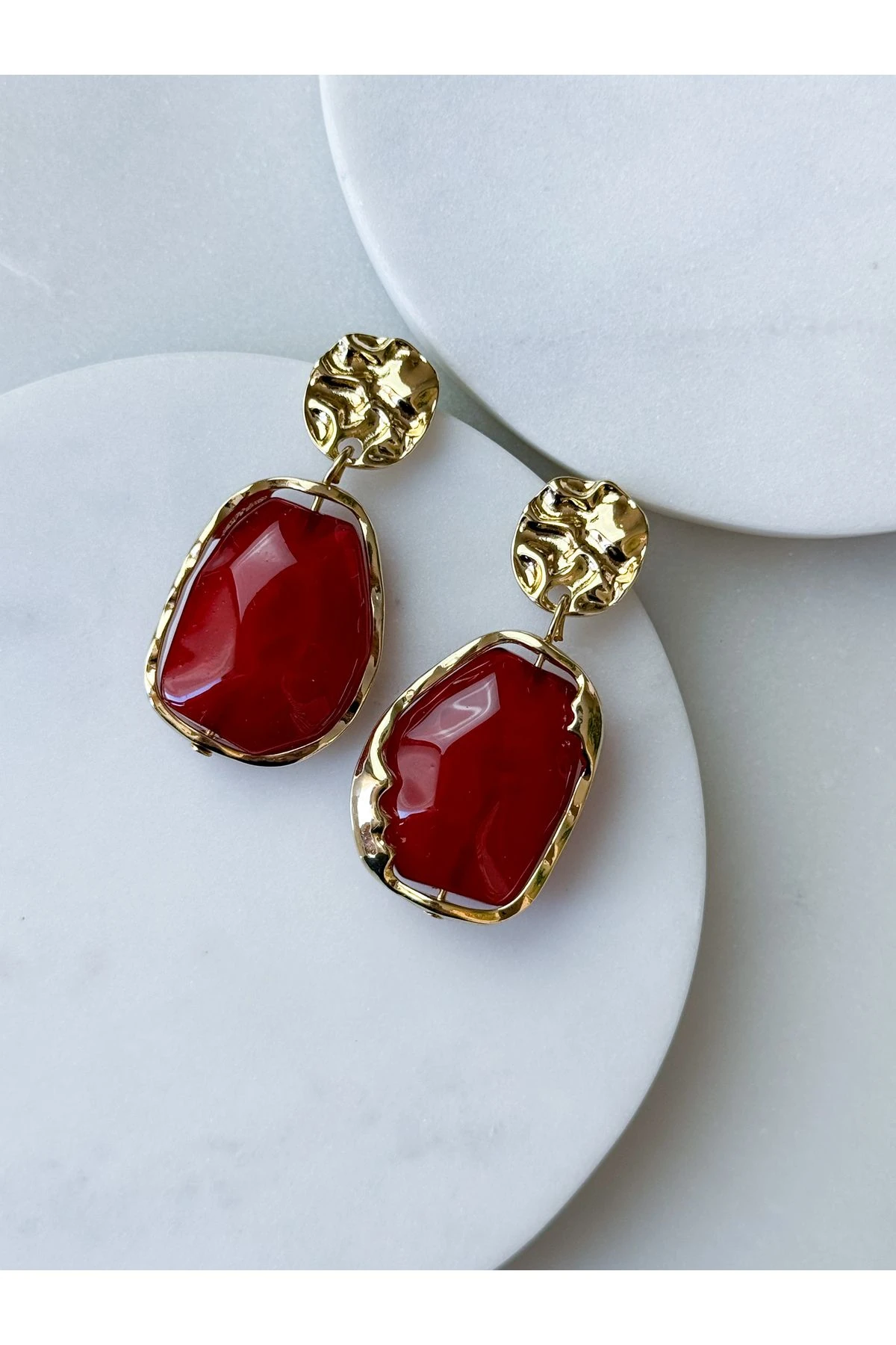 ÇELİK KOYU KIRMIZI KÜPE