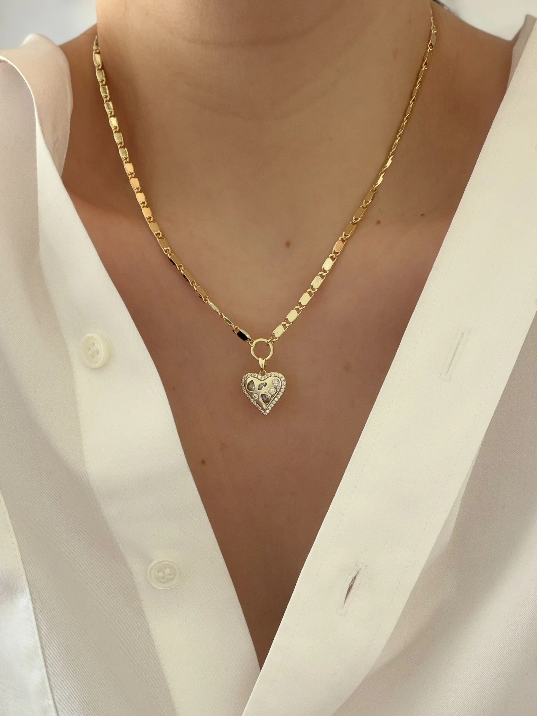 KALP UÇLU EZME ZİNCİR KOLYE