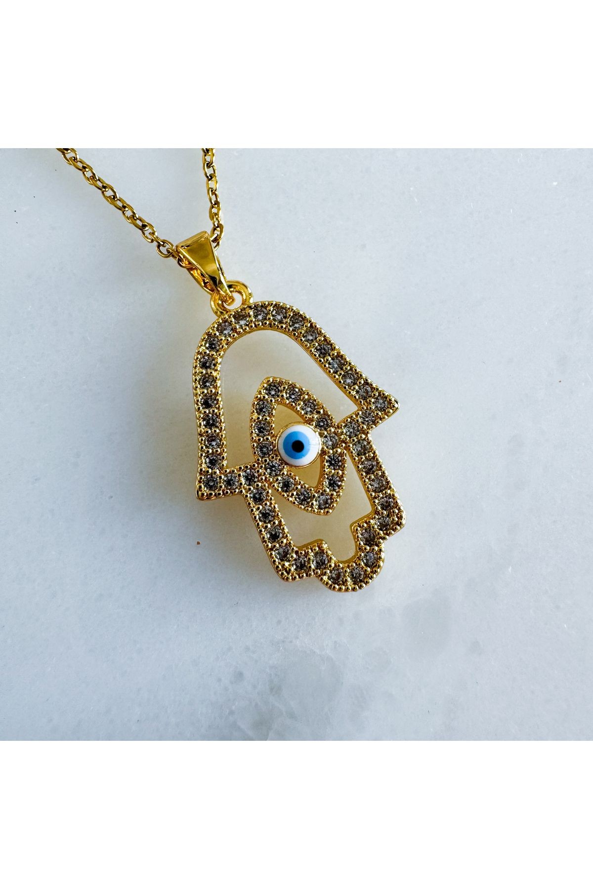 Çelik hamsa kolye
