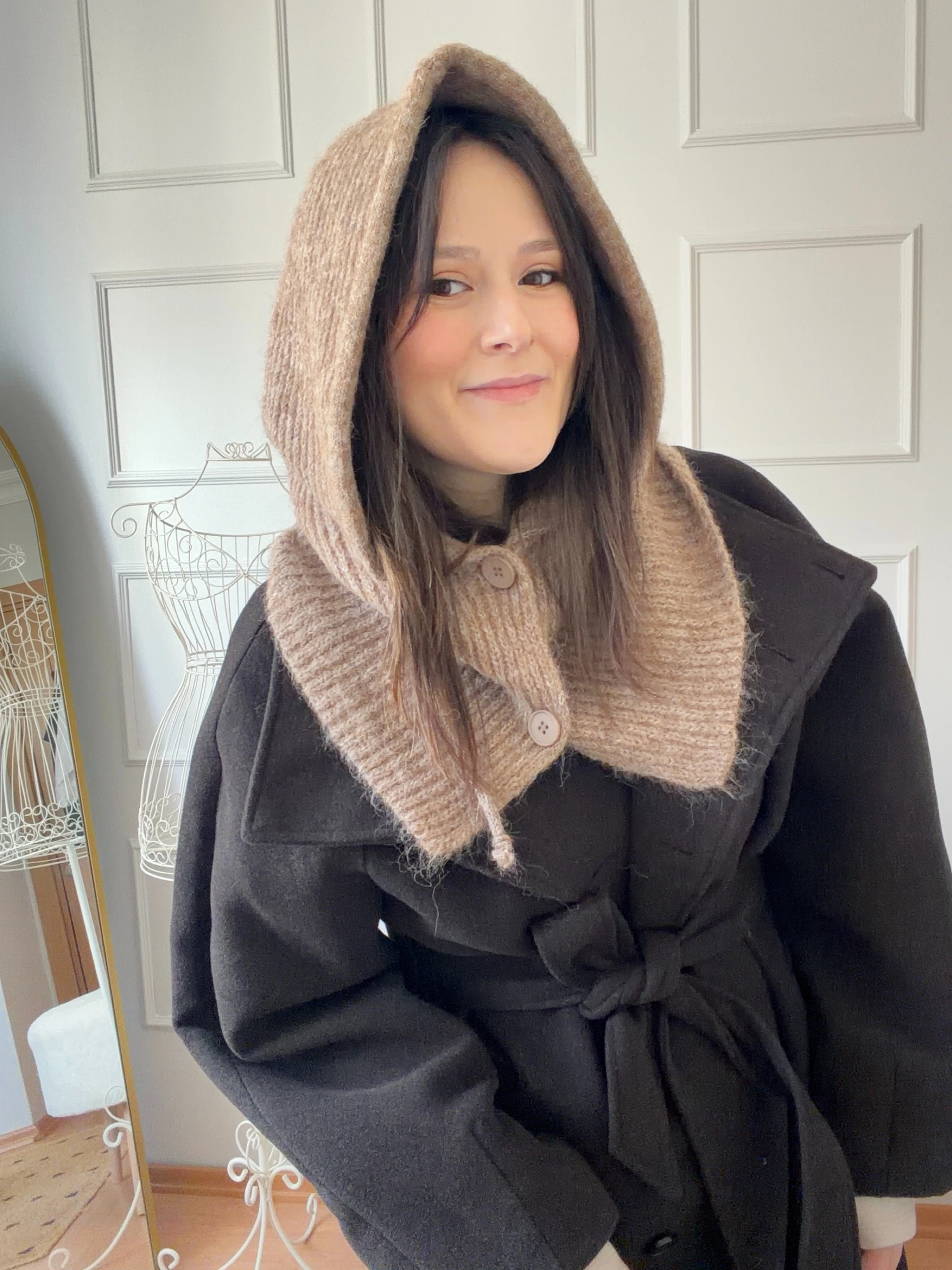 DÜĞMELİ BALACLAVA - kahverengi