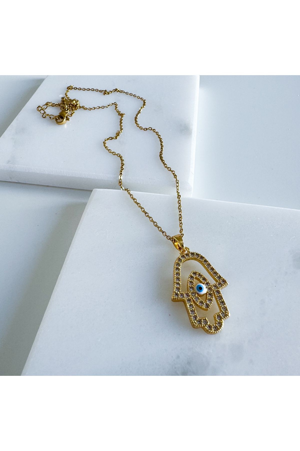 Çelik hamsa kolye