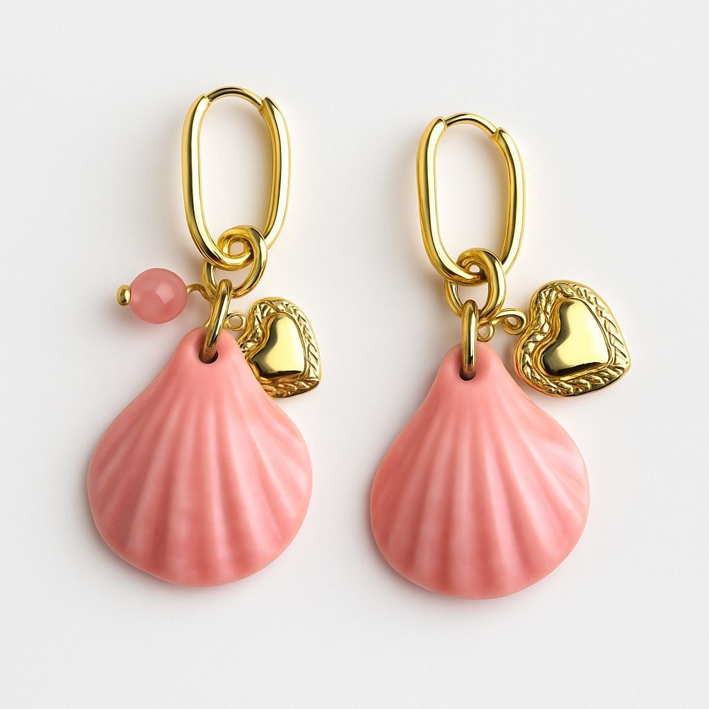 CAM MİDYE CHARM KÜPE - pembe