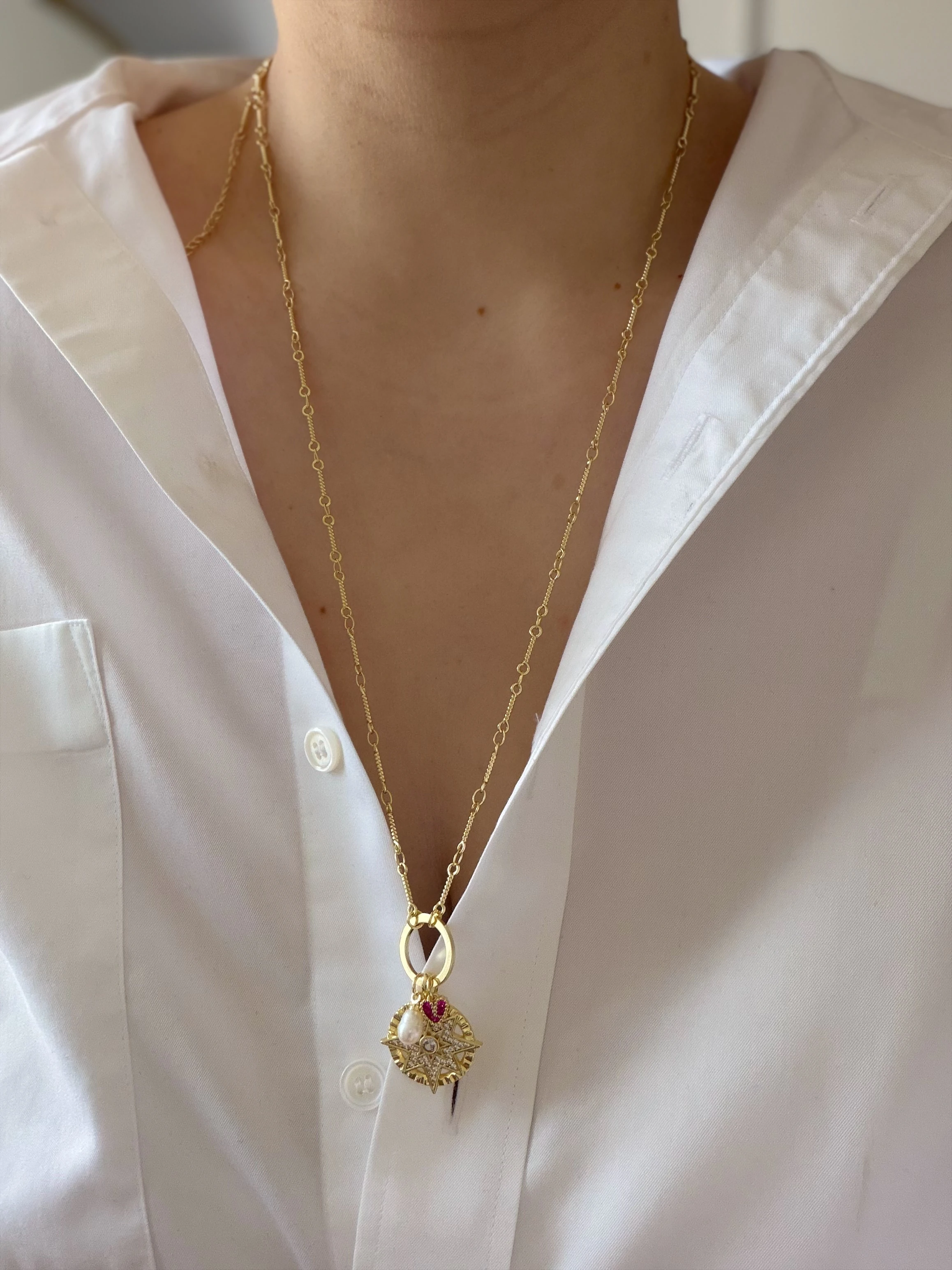 ÖZEL SERİ YILDIZ KALP CHARM KOLYE(70CM)