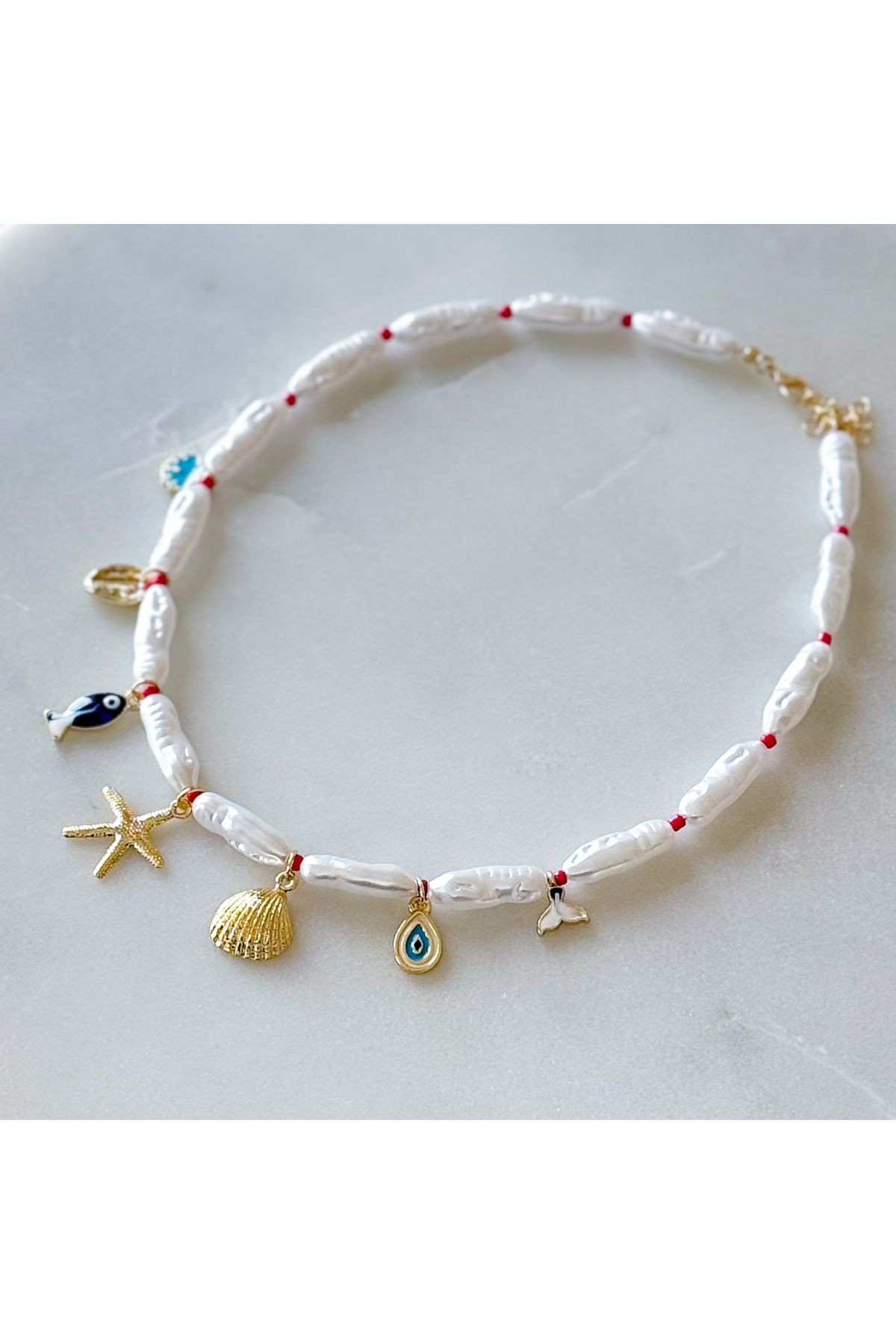 İSTİRİDYE CHARM BONCUK İNCİ KOLYE