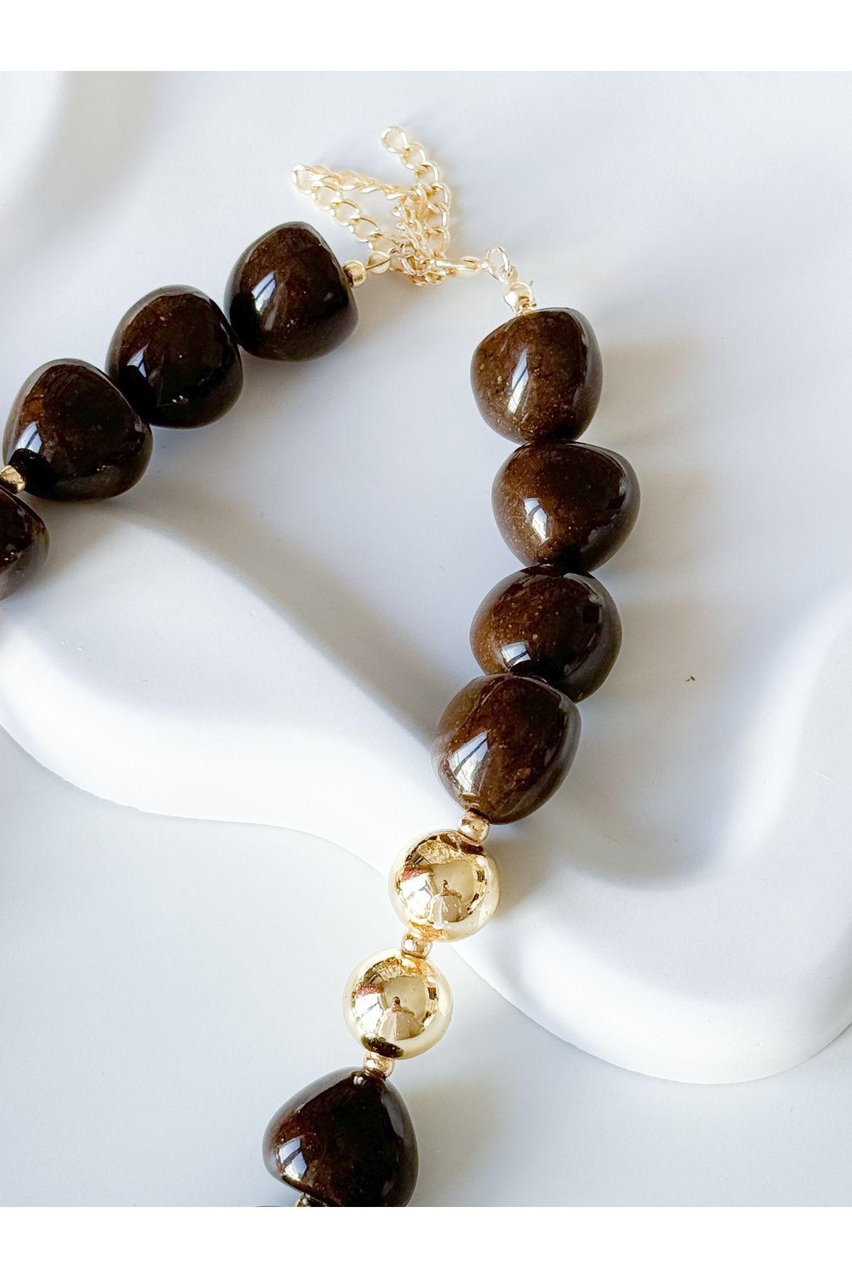 KAHVERENGİ GOLD KOLYE