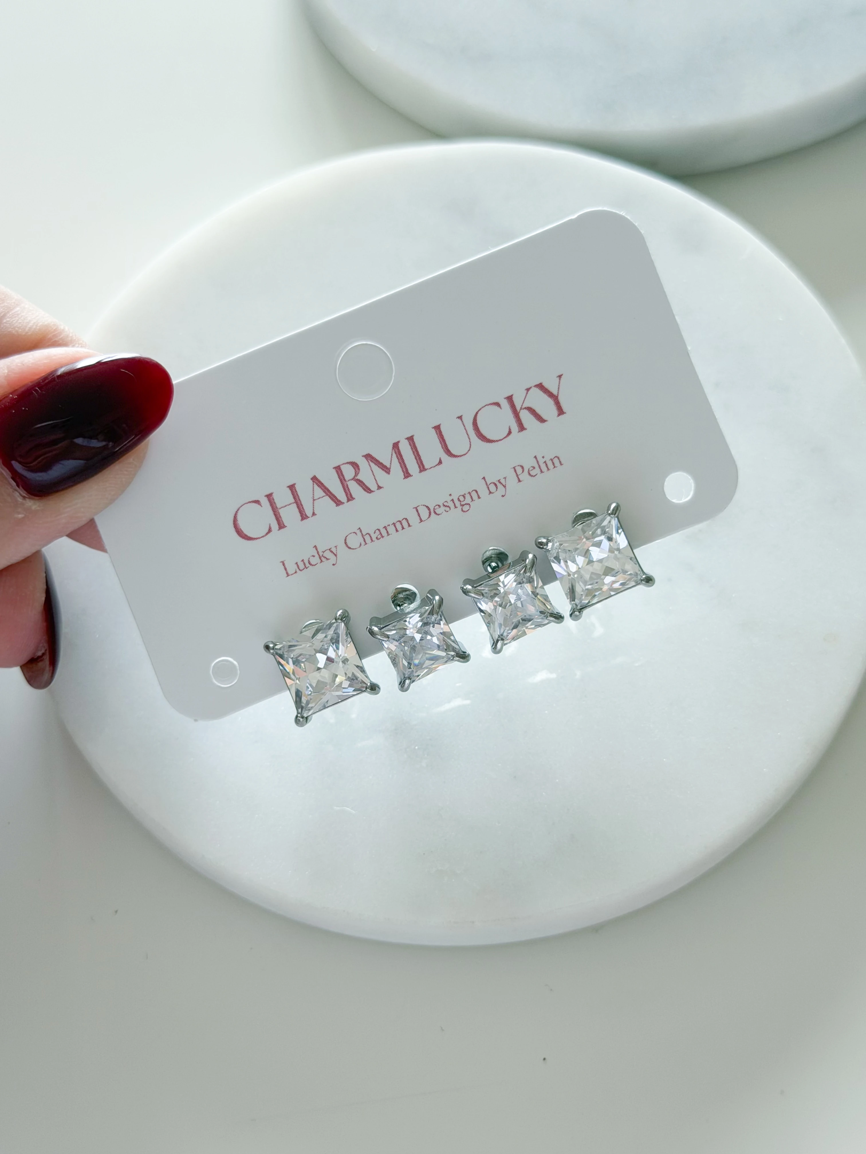 ÇELİK TEK TAŞ KÜPE SETİ - silver