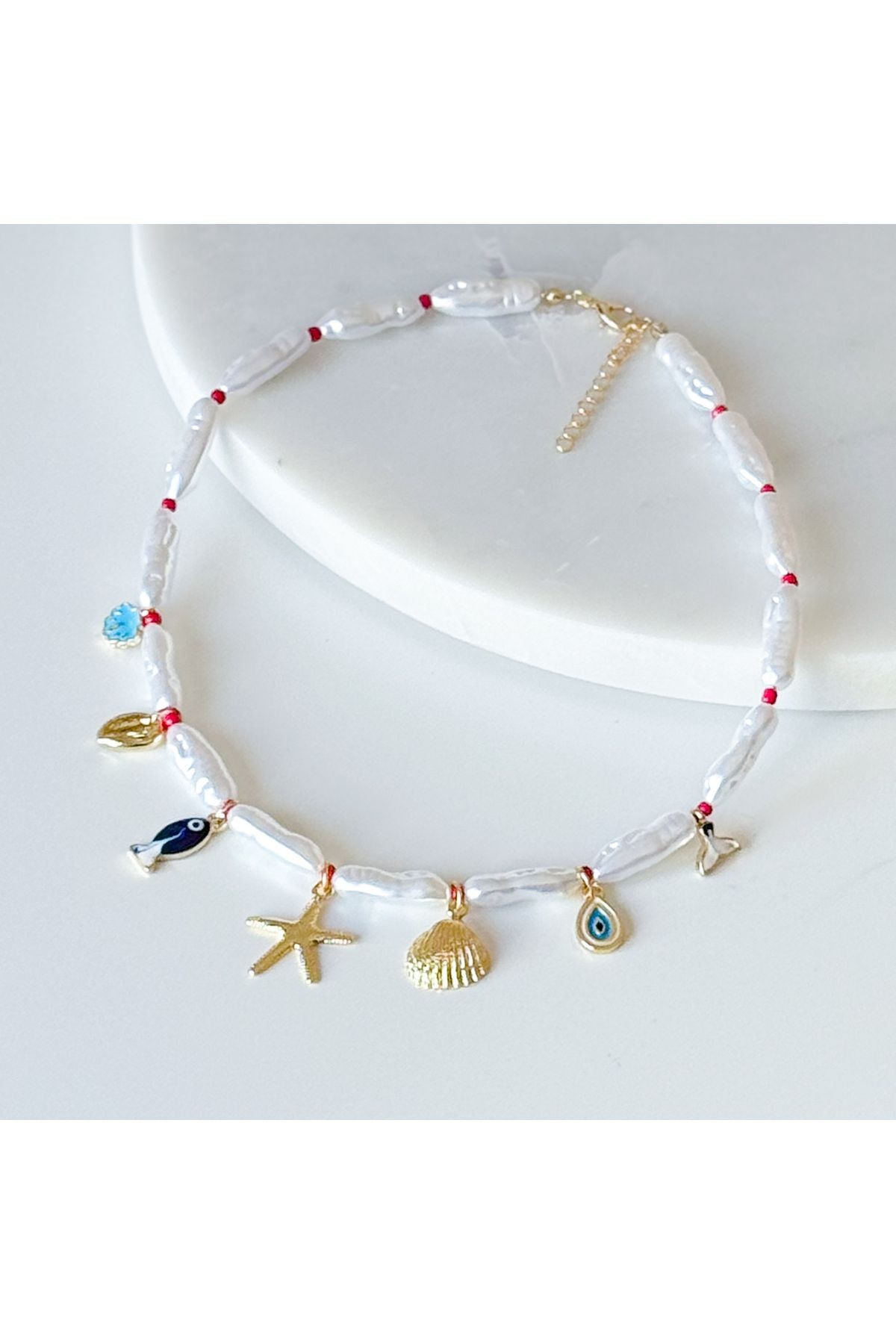 İSTİRİDYE CHARM BONCUK İNCİ KOLYE