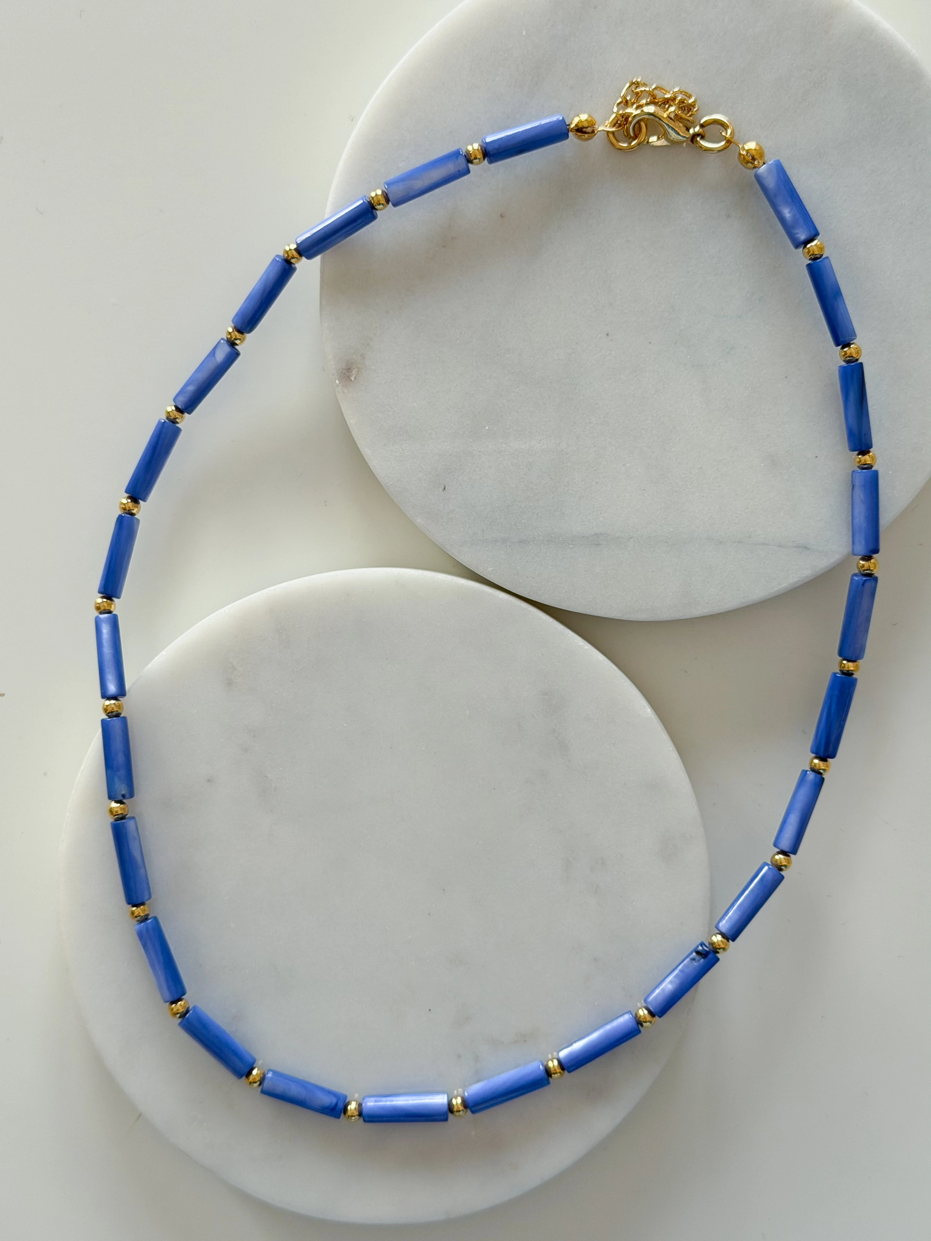 BORU SEDEF TAŞI KOLYE - lacivert