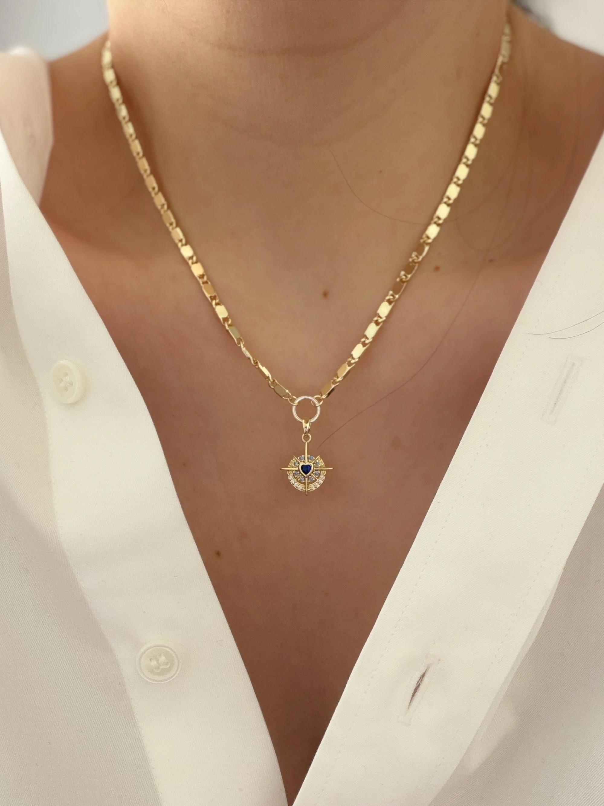 ÖZEL SERİ KALPLİ YILDIZ UÇLU EZME ZİNCİR KOLYE