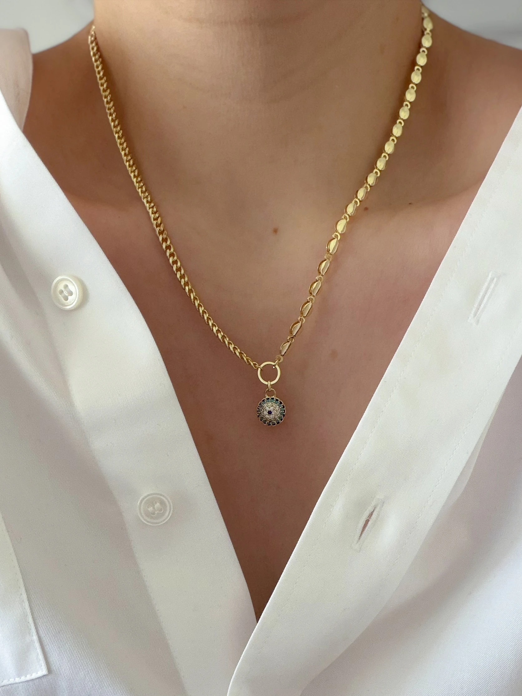 ASİMETRİK ZİNCİR NAZAR KOLYE