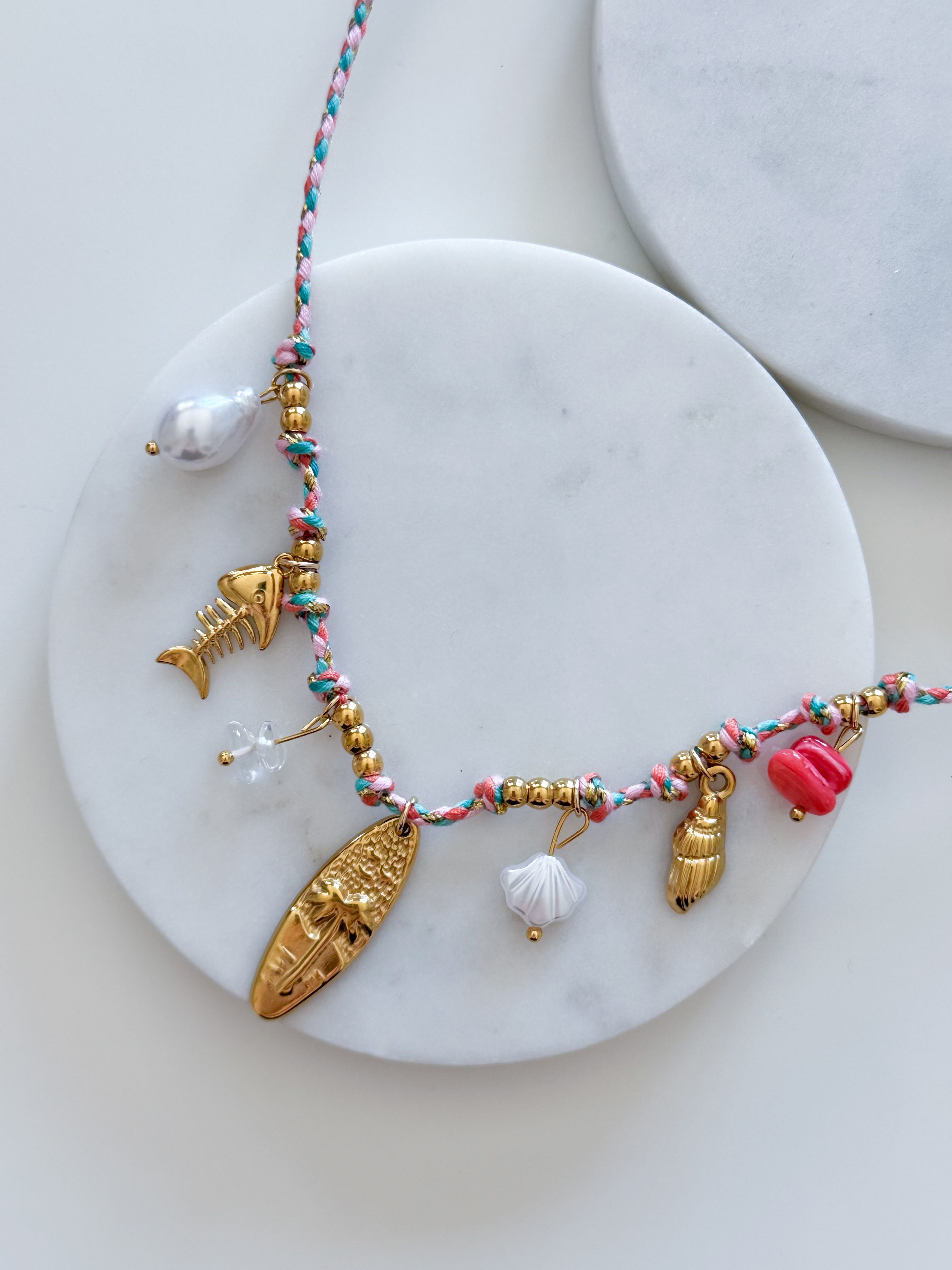 ÇELİK CHARM İP KOLYE