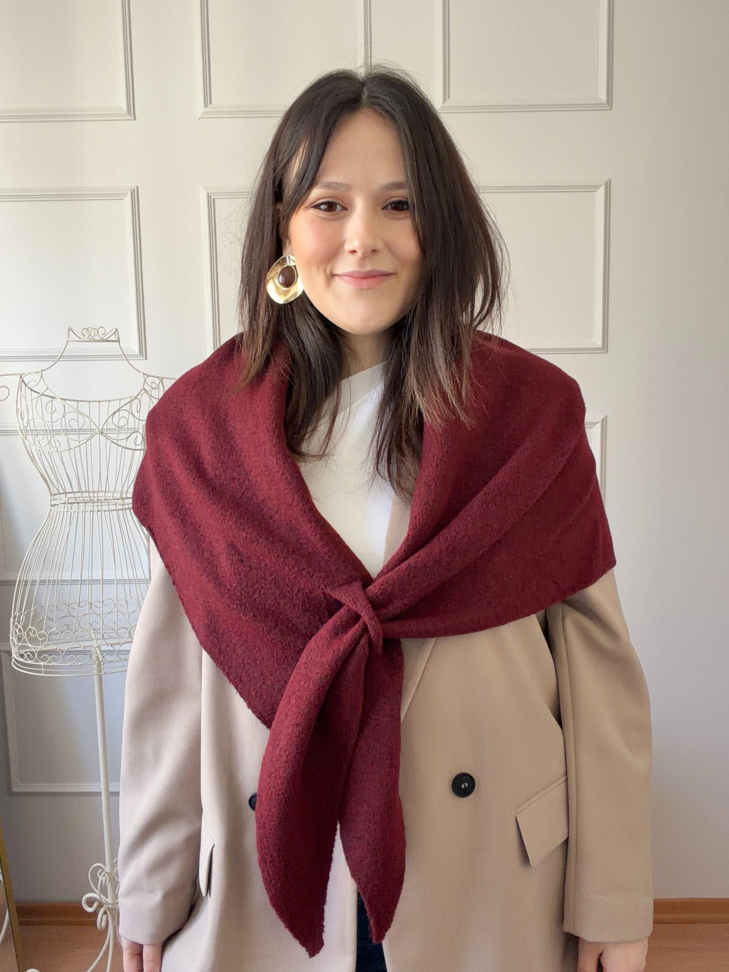 DETAYLI ÜÇGEN ATKI - bordo