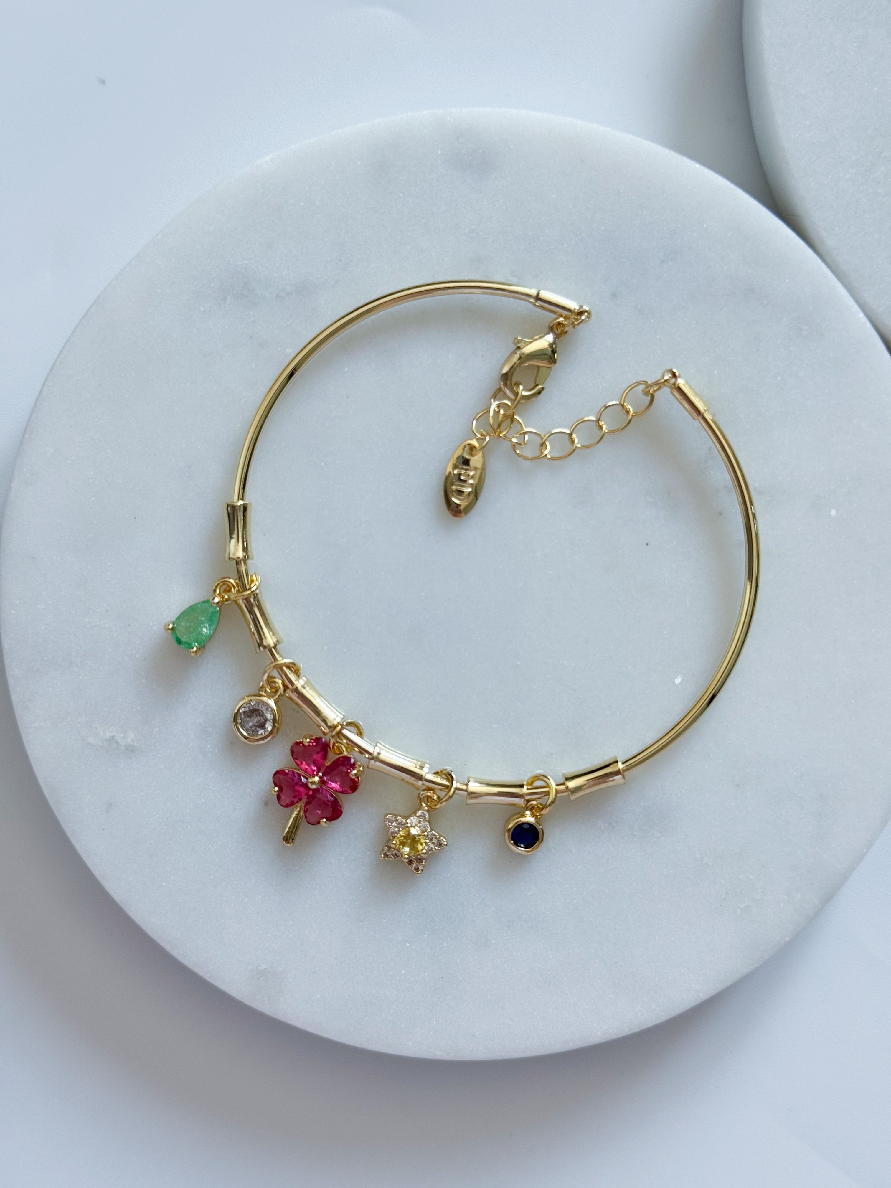 ÖZEL SERİ PEMBE YONCA CHARM BİLEZİK