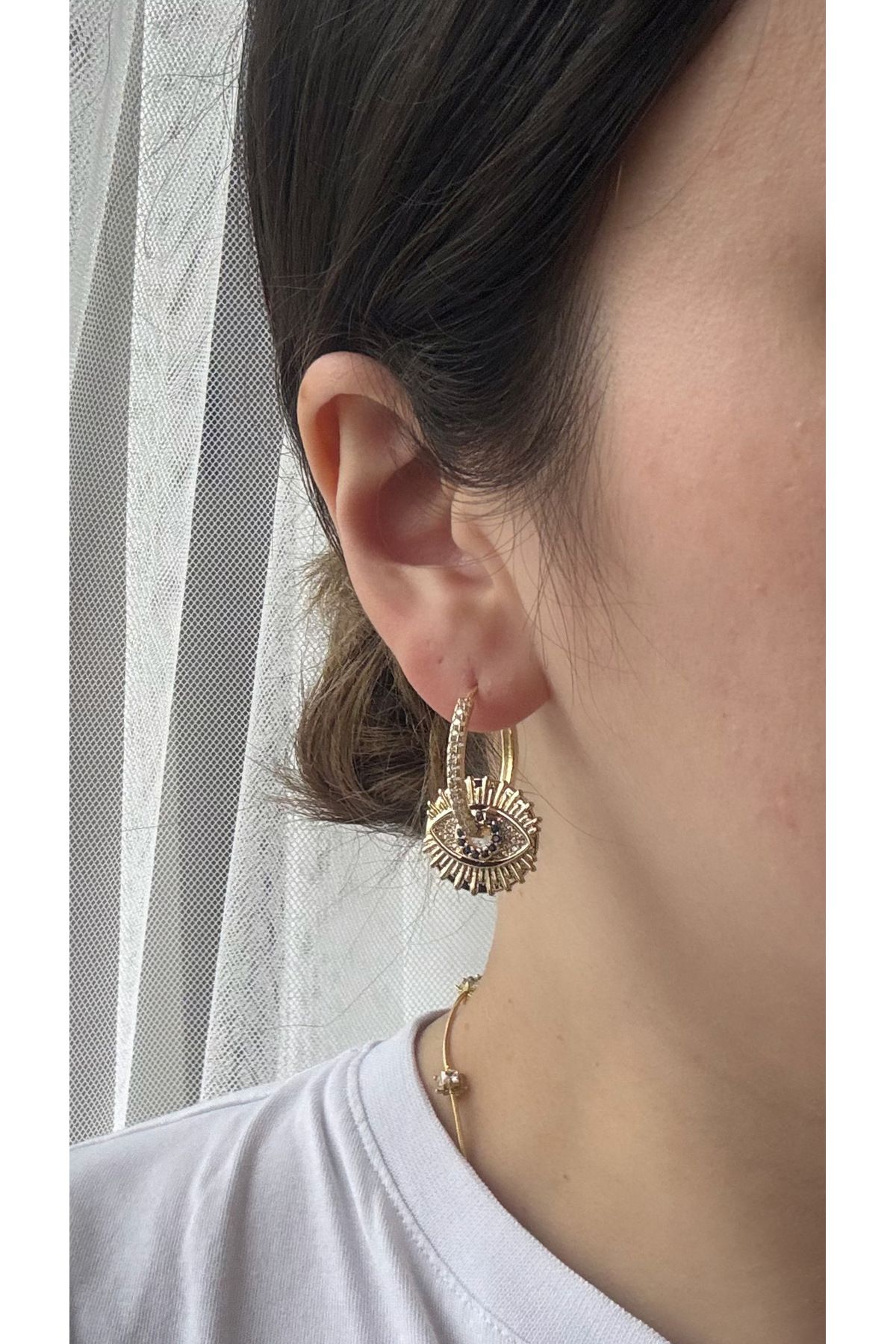 ÇELİK GÖZ CHARM HALKA KÜPE