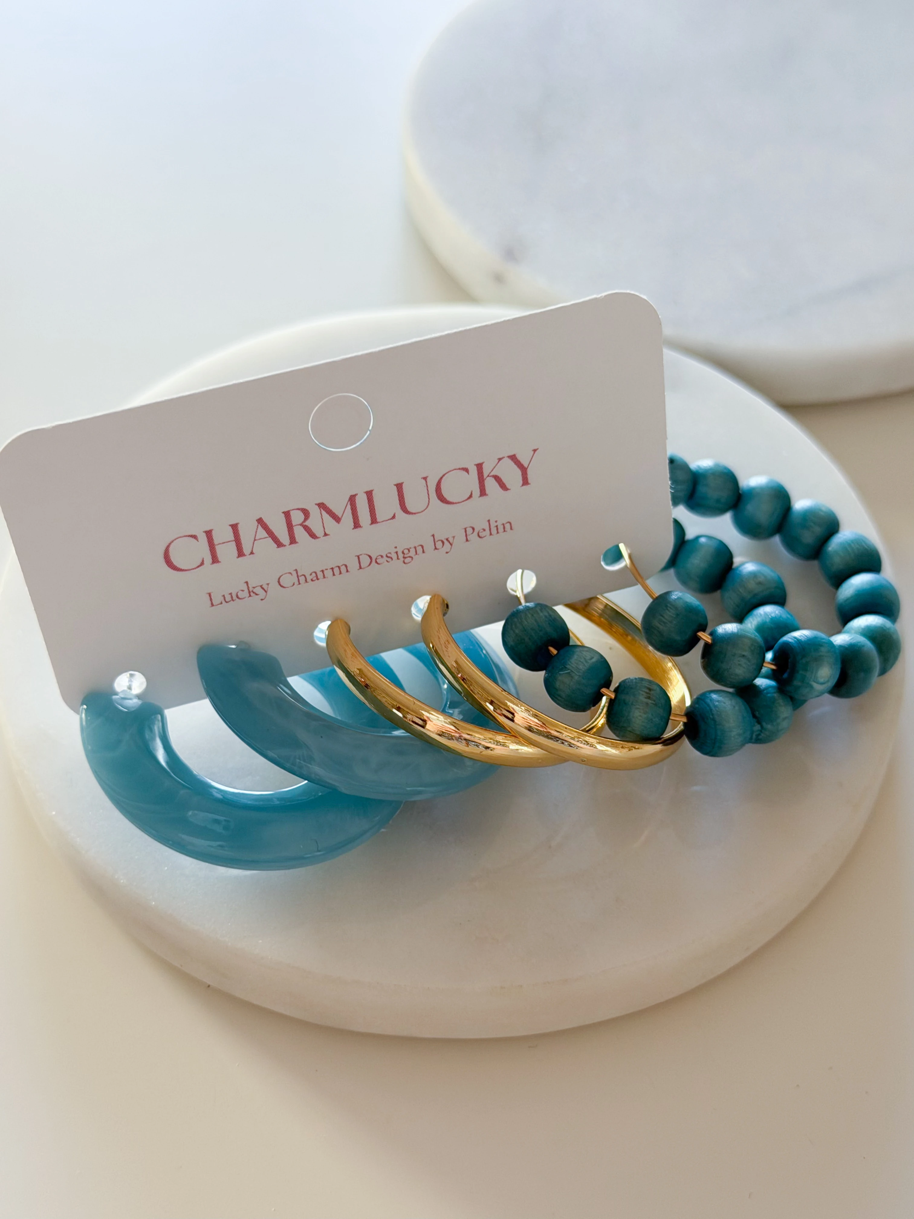 RENKLİ KÜPE SETİ - mavi