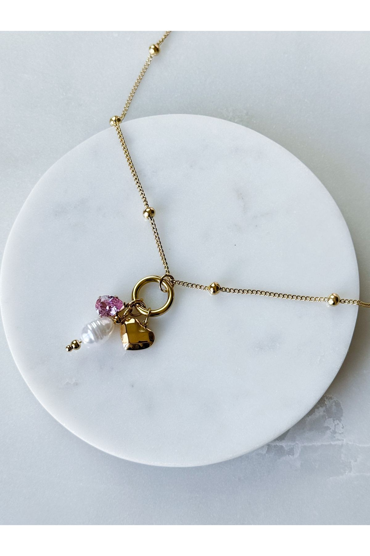 ÇELİK KALP CHARM KOLYE