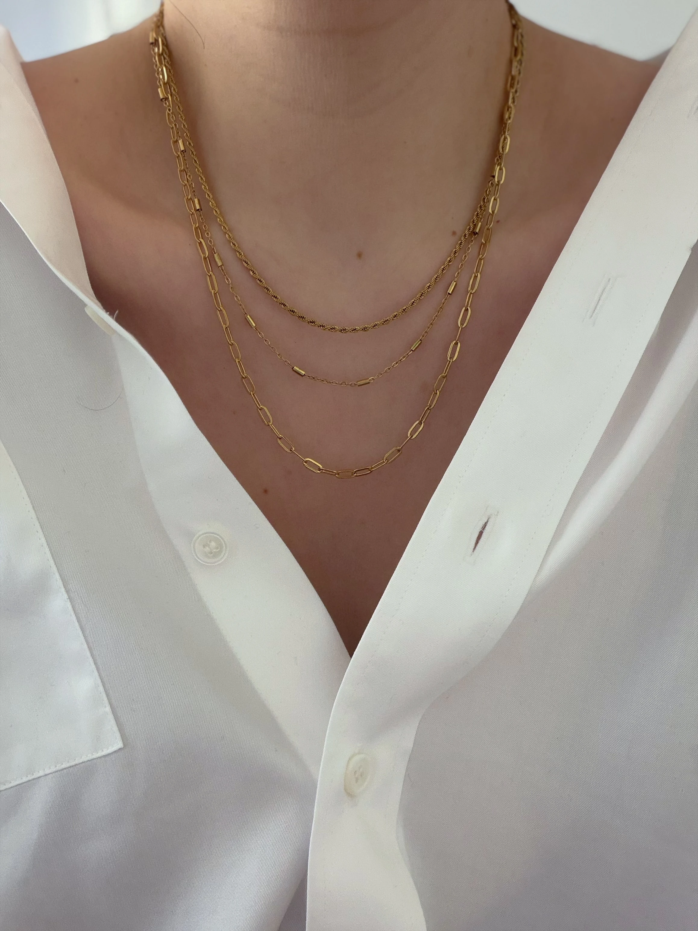 ÇELİK 3LÜ ZİNCİR KOLYE