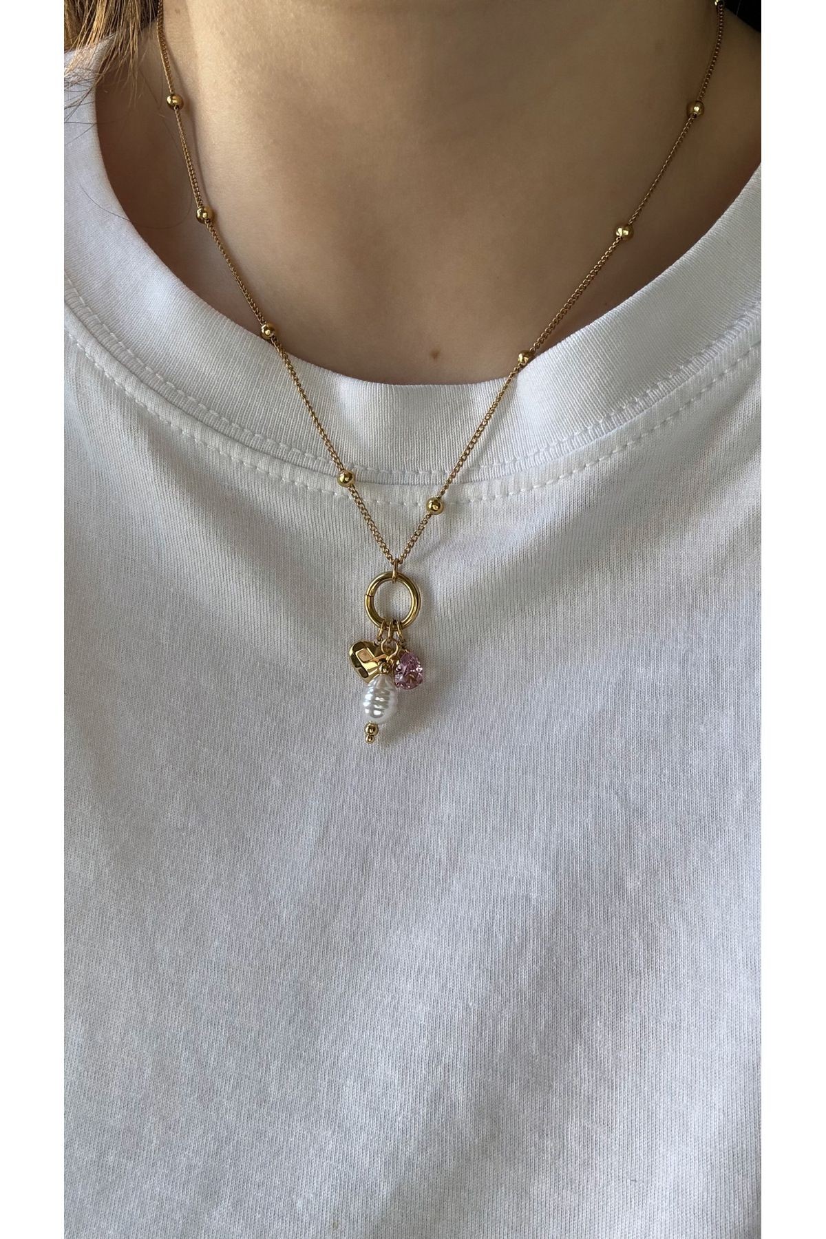 ÇELİK KALP CHARM KOLYE