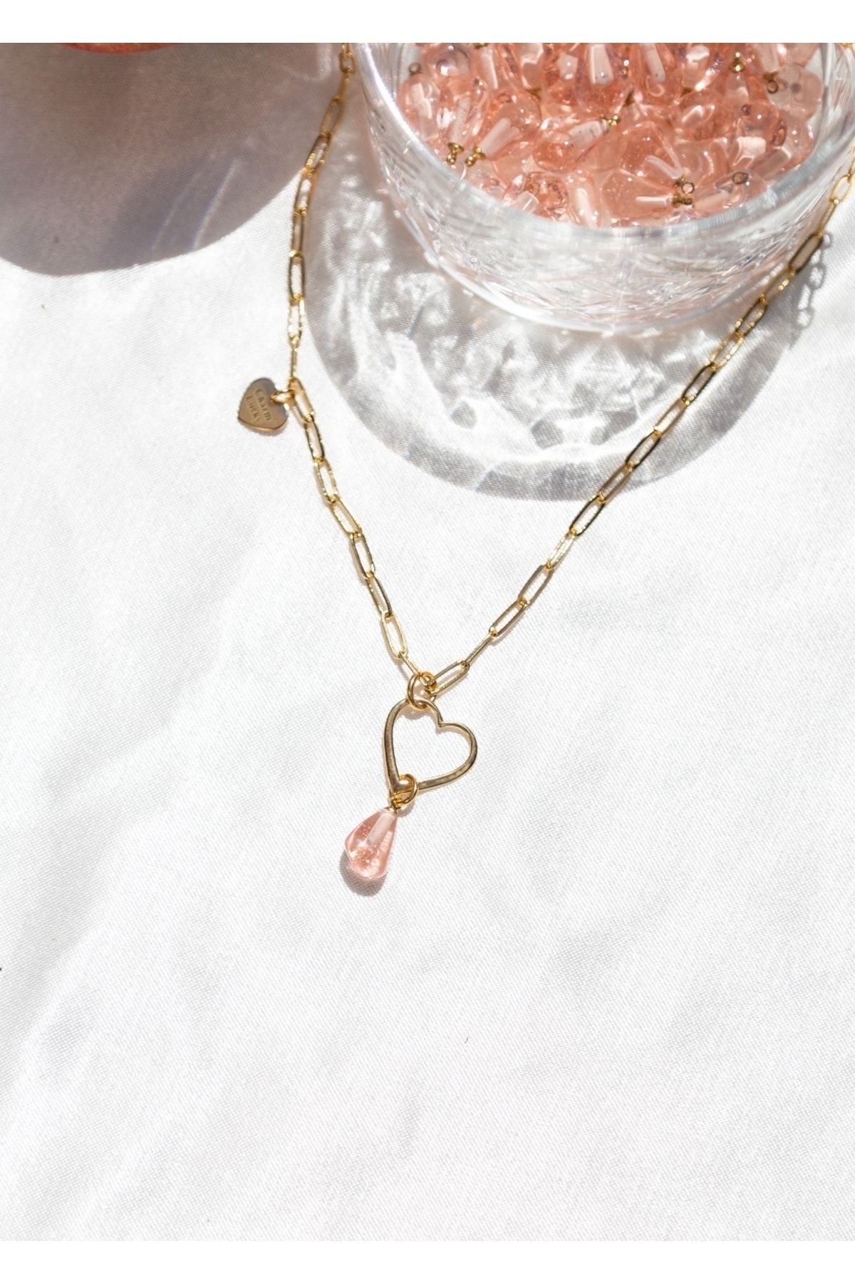 Murano Nar Tanesi Kalp Kolye