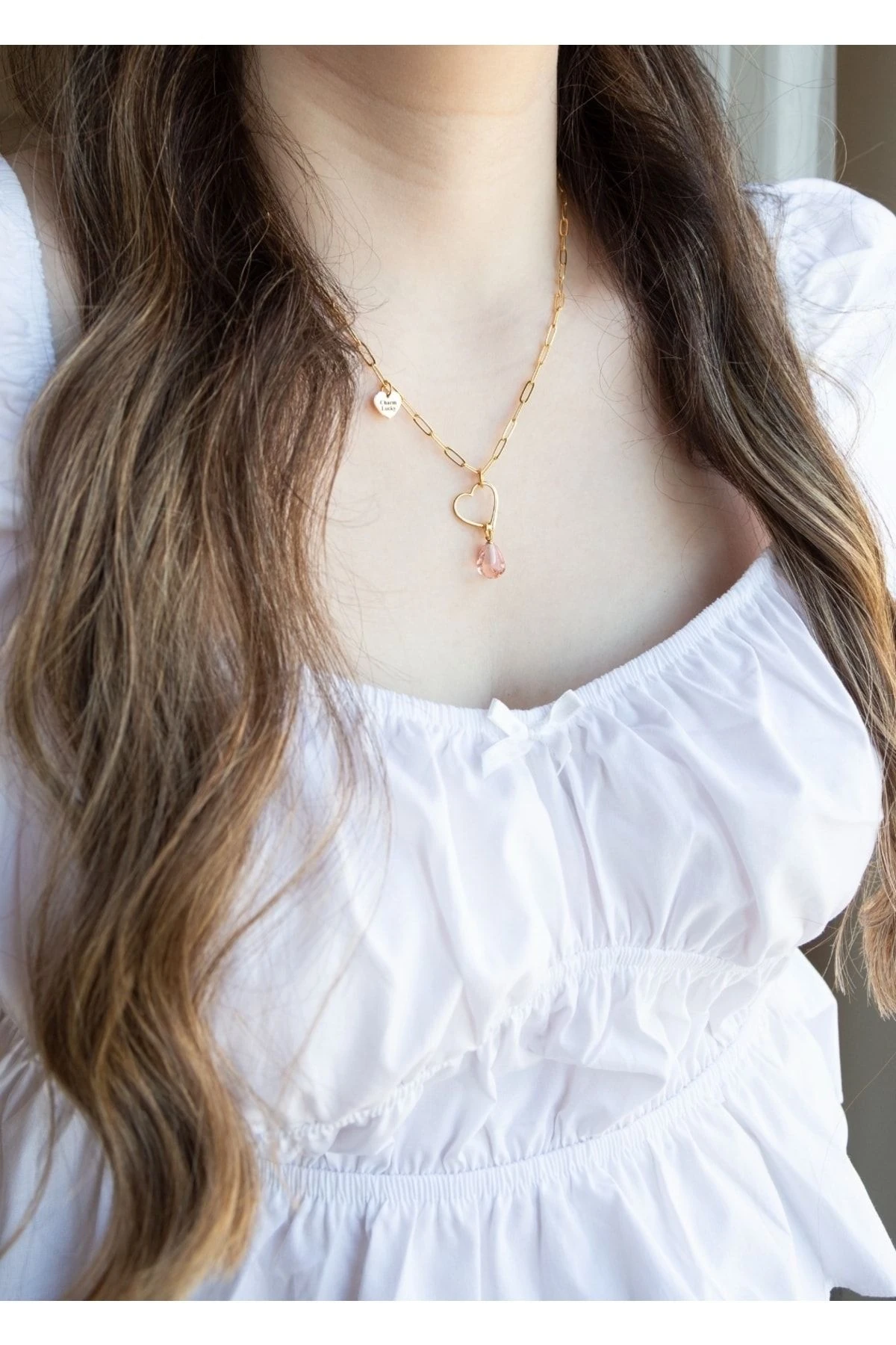 Murano Nar Tanesi Kalp Kolye